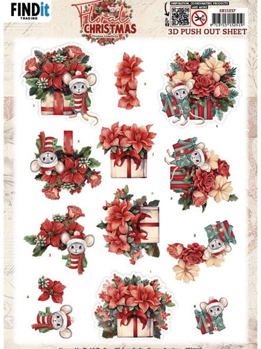 3-D push out floral christmas - floral presents - yvonne creations